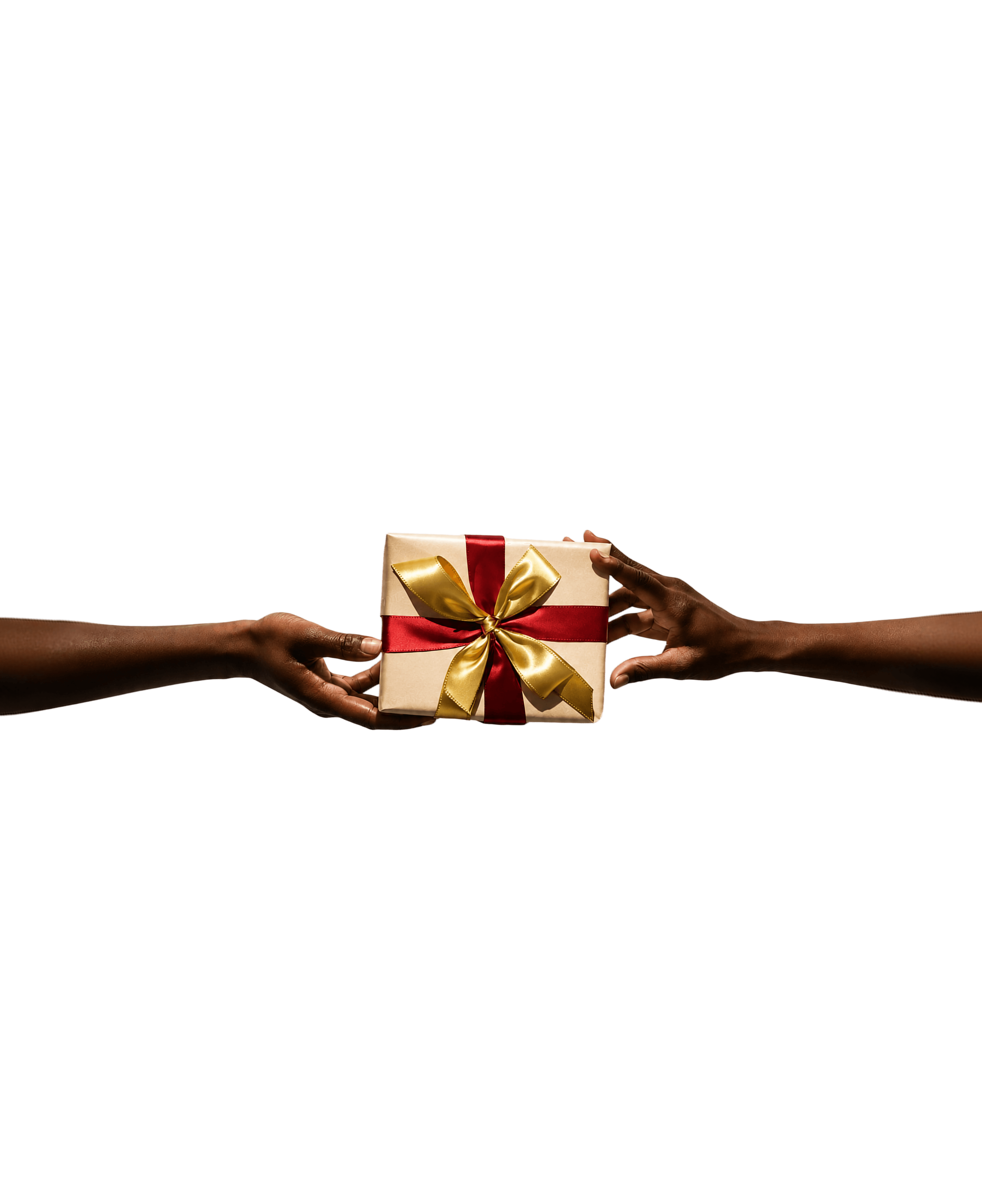 Hands exchanging a wrapped gift